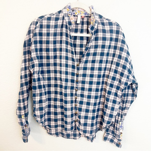 Pilcro and the‎ Letterpress Blue Floral Plaid Button Down